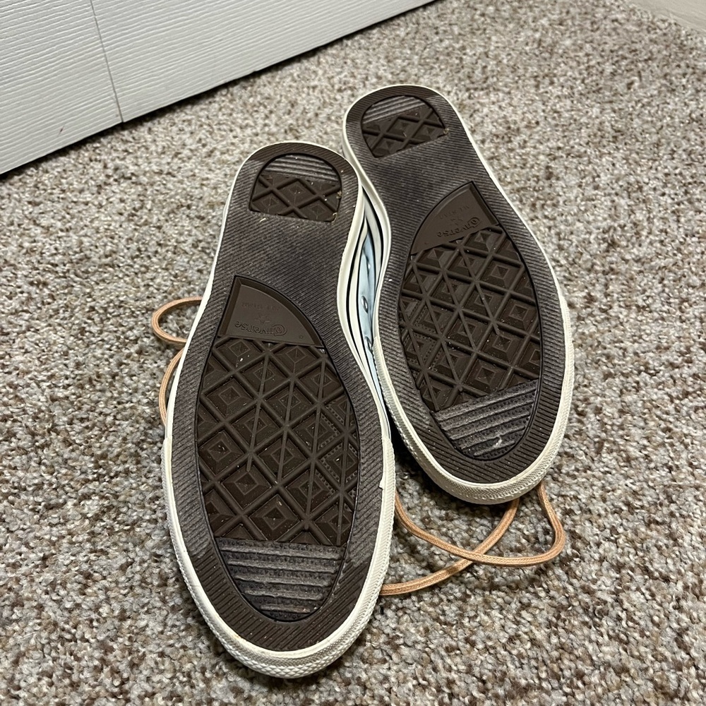 Converse Light Blue Canvas Sneakers with Tan Leather Laces - Picture 2 of 10